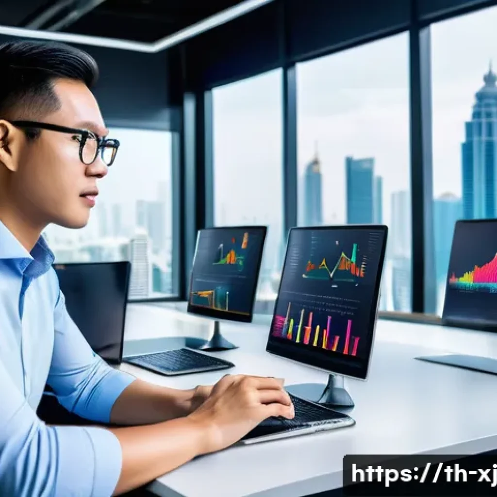 사용자 세그먼트 발굴을 통한 경쟁력 강화 - A modern marketing team in a bright Bangkok office analyzing detailed customer behavior data on mult...